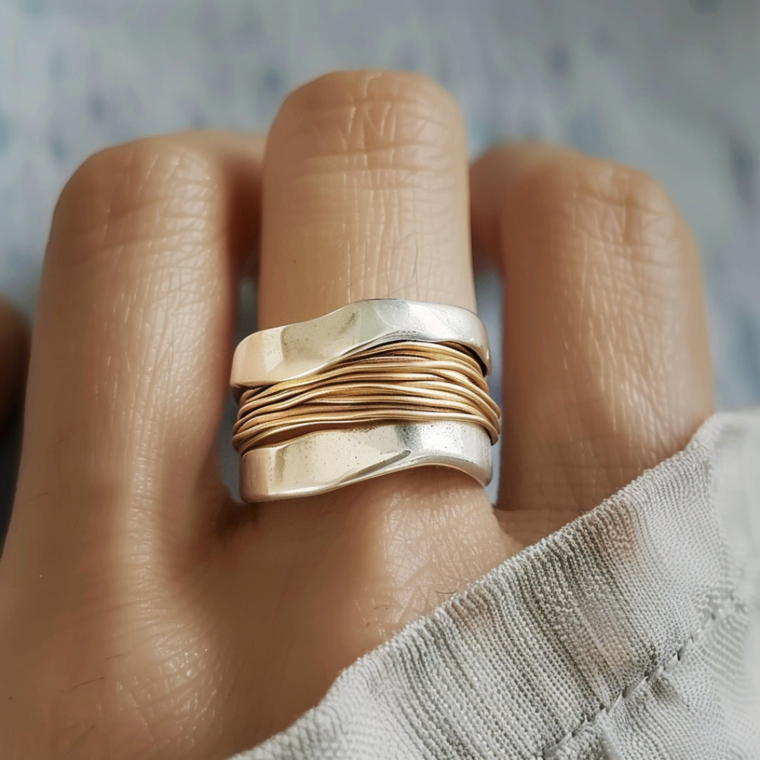 Ring made of silver gold thread