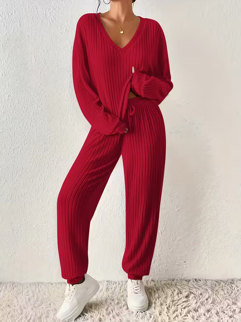 Anja™ - Cozy V-Neck Two-Piece Set