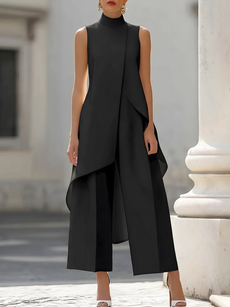 Martina | Women's High Neck Top and Wide-Leg Pants Set