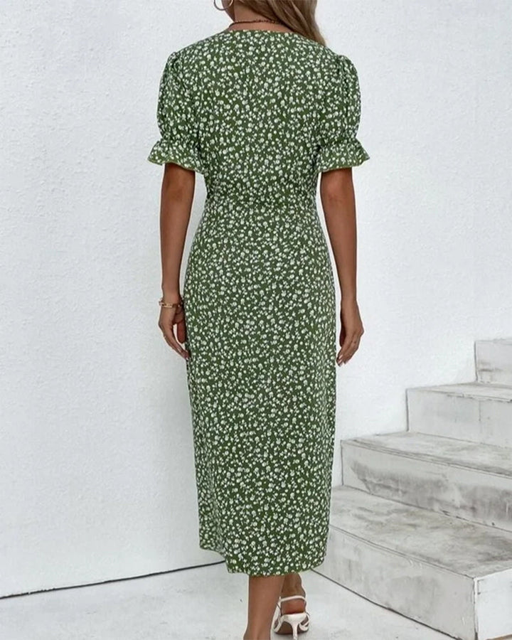 Ellaine | Women's V-Neck Mini Floral Tummy Covering Summer Dress