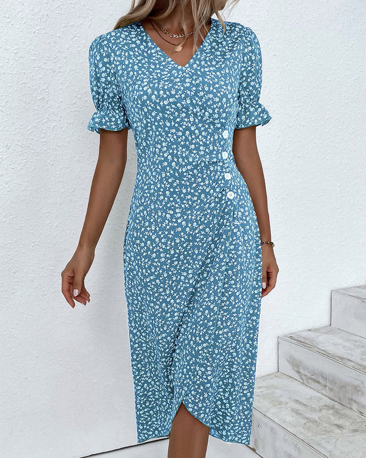 Ellaine | Women's V-Neck Mini Floral Tummy Covering Summer Dress