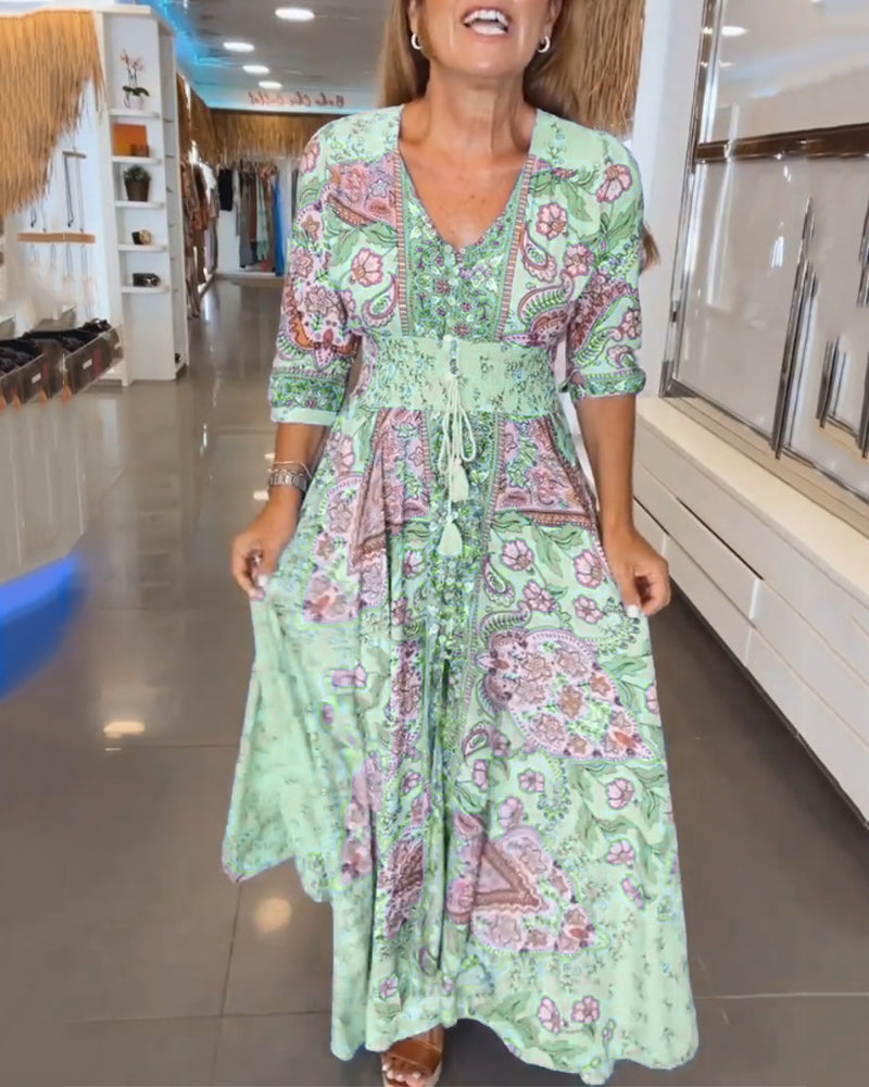 Ruth™ - Elegant Holiday V-Neck Dress