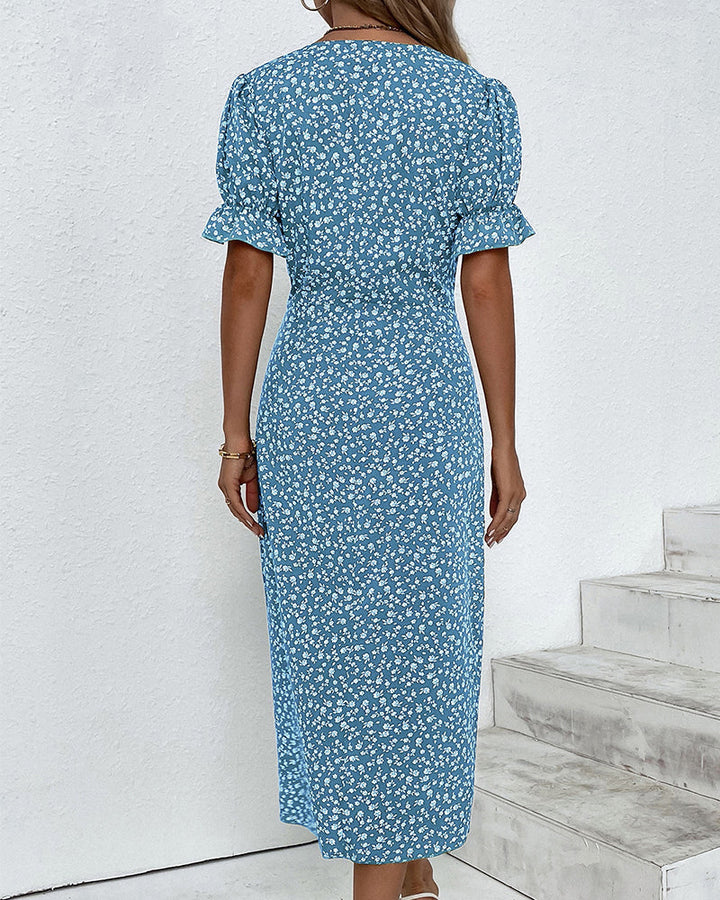 Ellaine | Women's V-Neck Mini Floral Tummy Covering Summer Dress