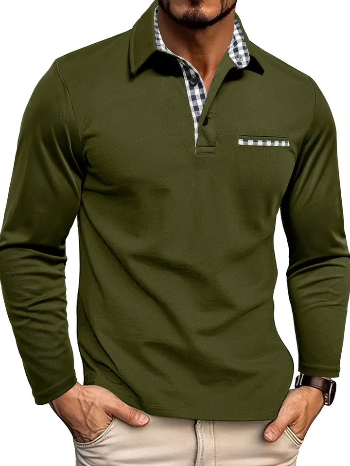 Max | Men's Tailored Long Sleeve Polo Shirt with Pockets