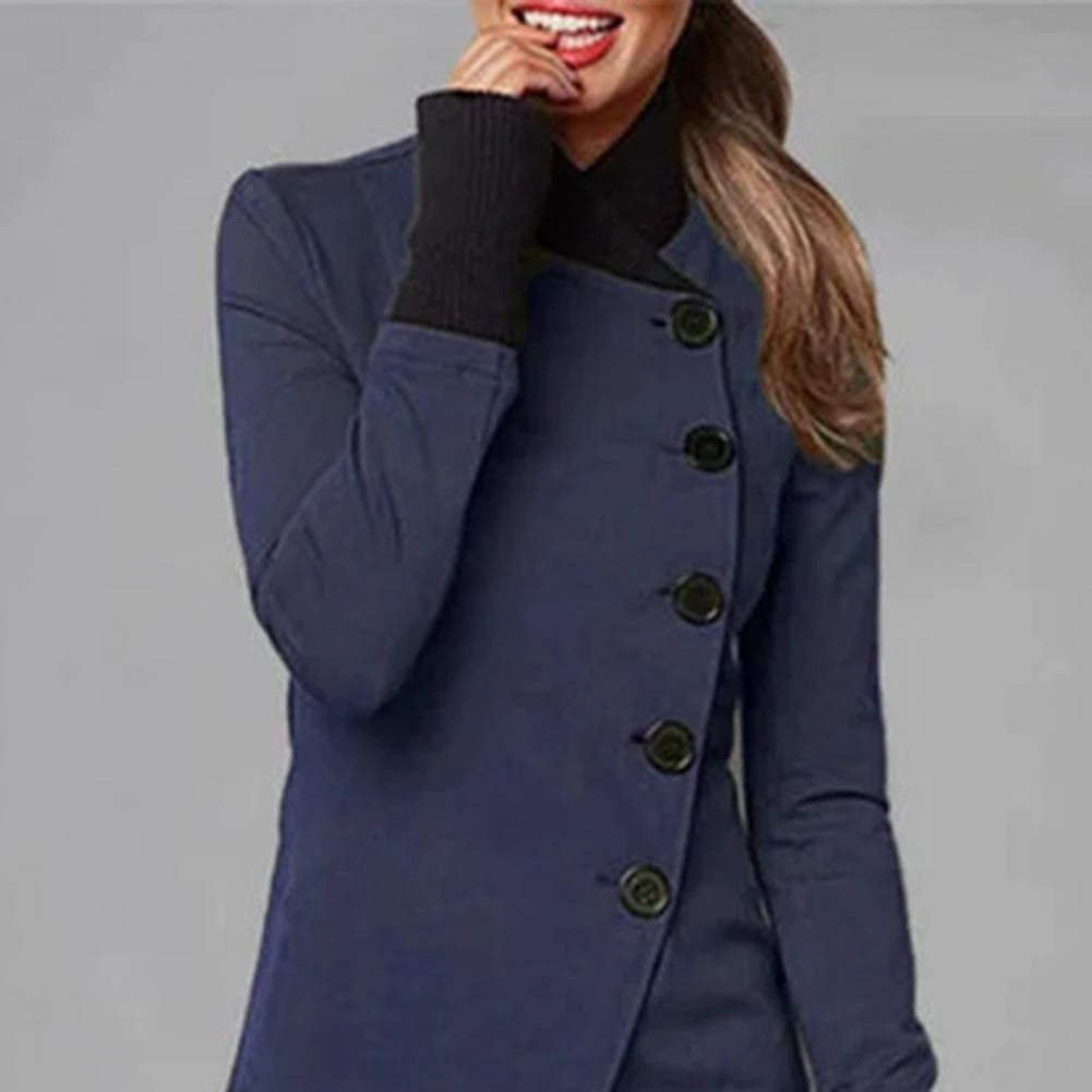 Women's Jacket with Long Sleeves, Stand Collar and Buttons