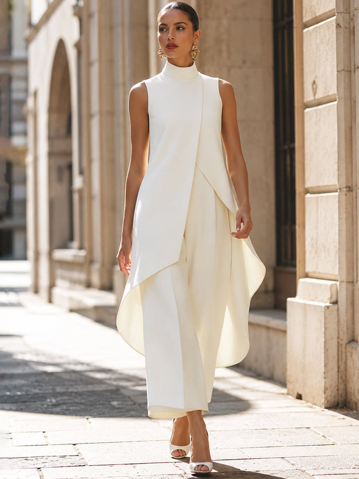 Martina | Women's High Neck Top and Wide-Leg Pants Set