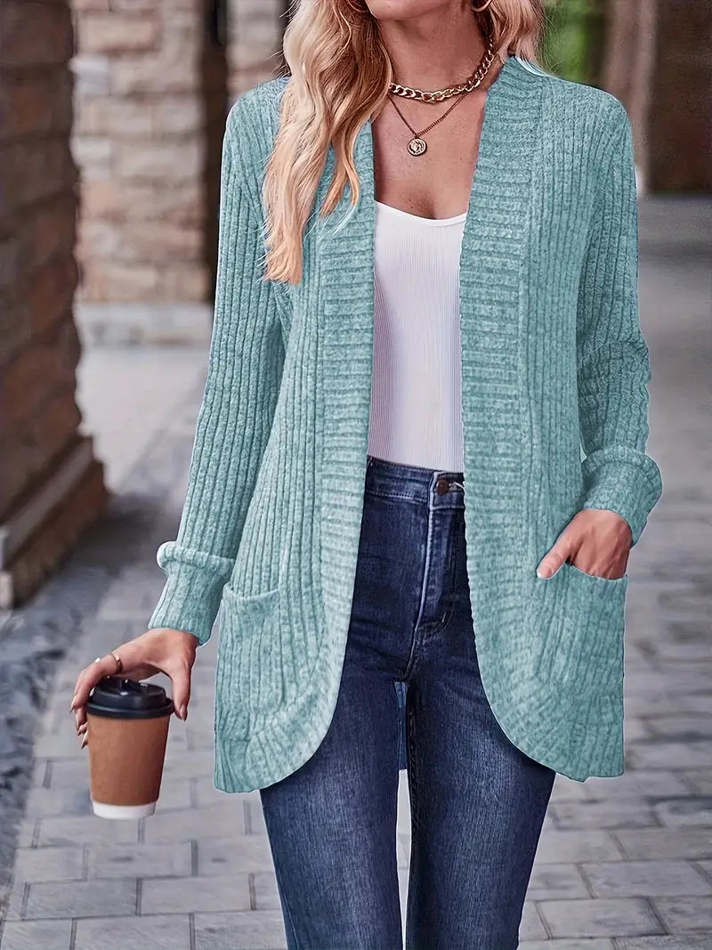 Neva™ - Elegant Ribbed Long Sleeve Cardigan