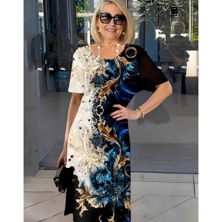 Helena | Women's Short Sleeve Round Neck Mini Floral Summer Dress