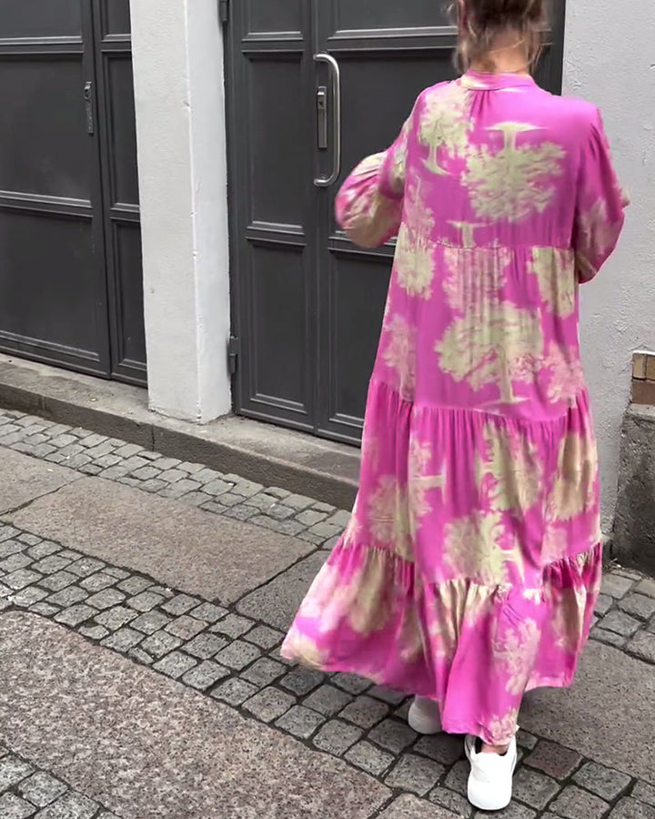 Diana | Women's Comfy Patchwork Maxi Dress with Buttons