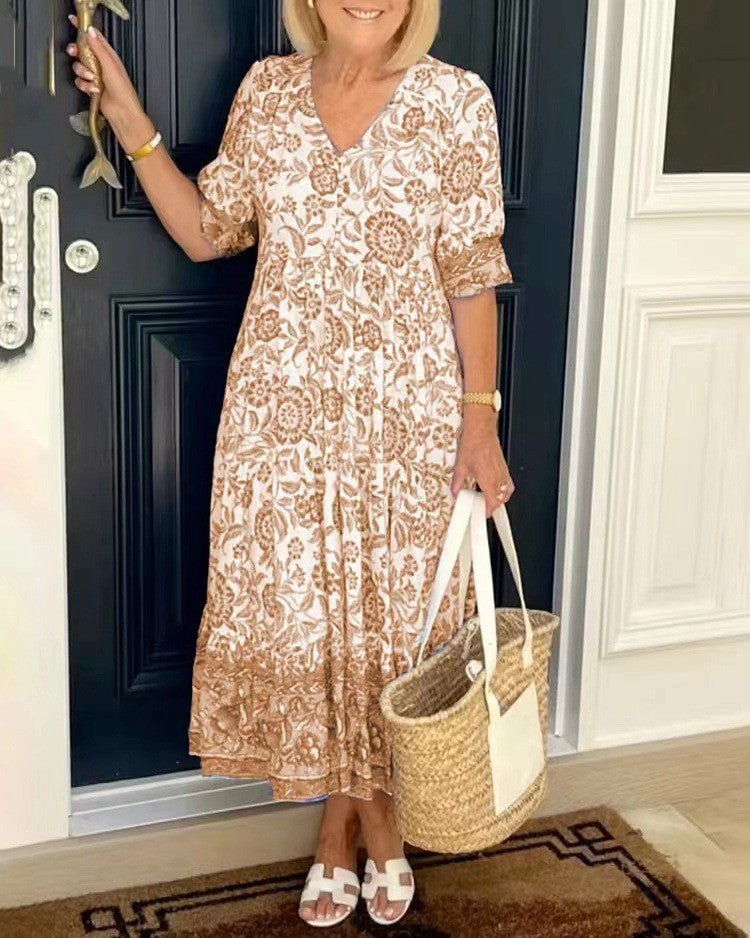 Keisha | Elegant Floral V-Neck Dress