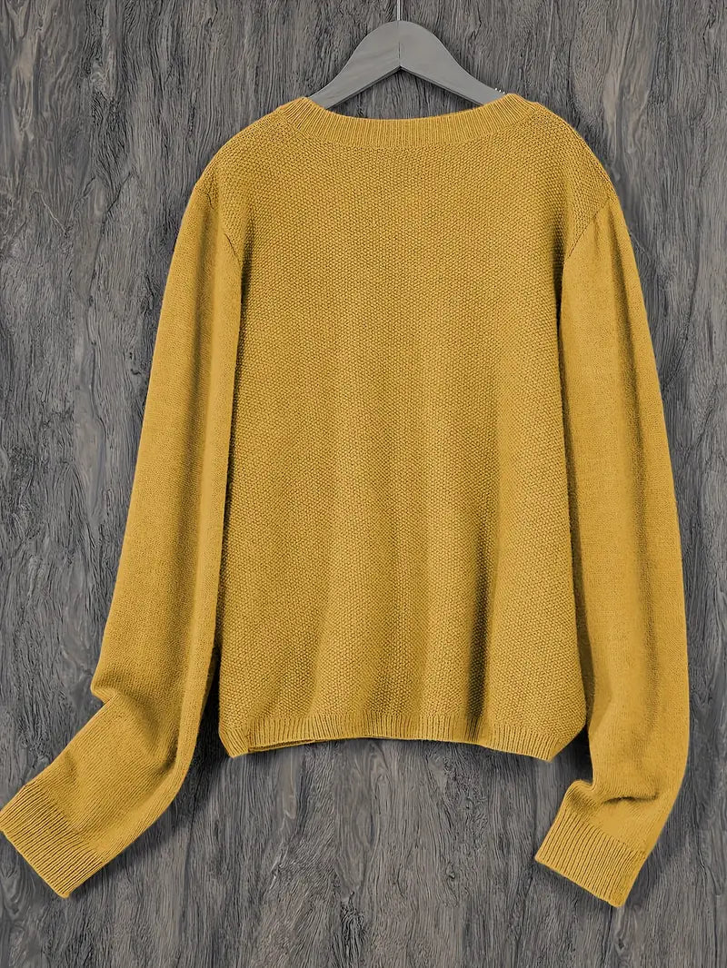 Eugenia | Women's Round Neck Cardigan with Buttons and Pocket