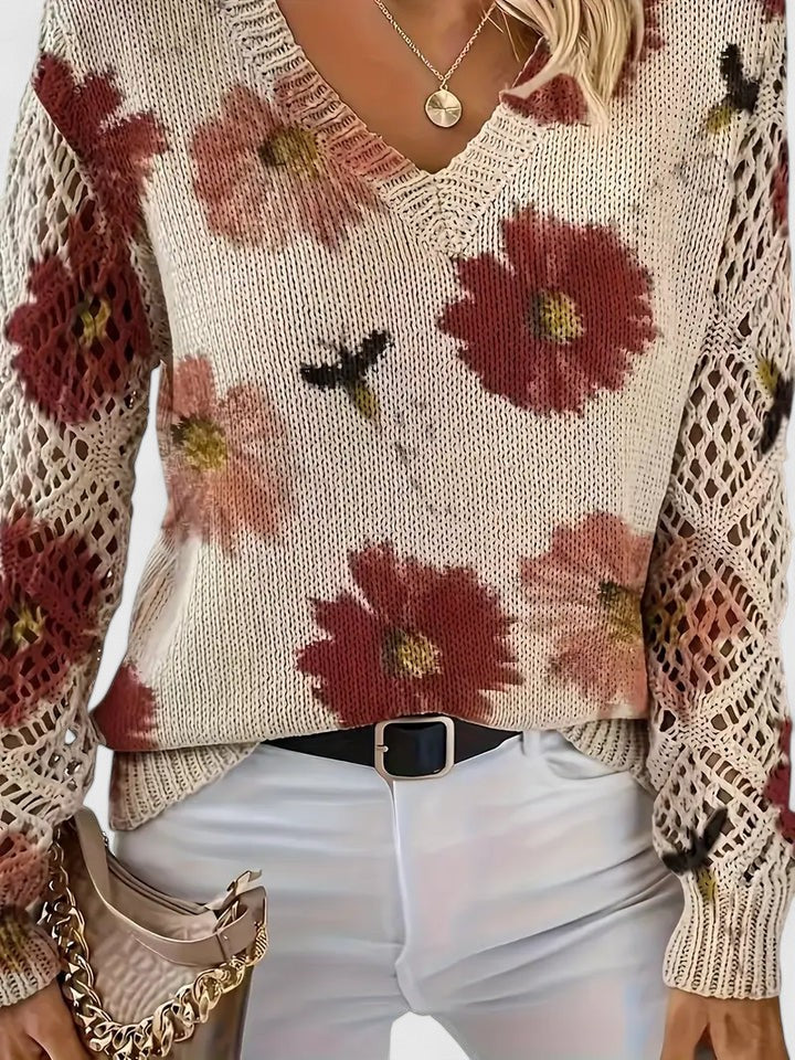 Noelle – Floral Knit Sweater