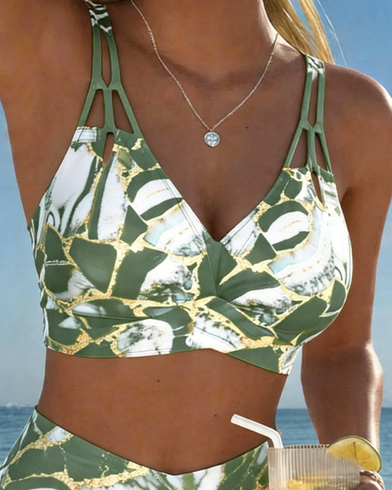 Luna | Women's V-Neck Printed Strap Bikini