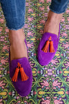 PURPLE LOAFERS WITH TASSELS