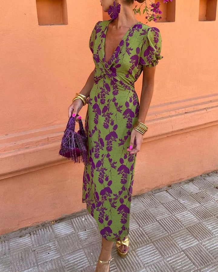 Della | Women's Mini Pleated Floral Print Boho Dress
