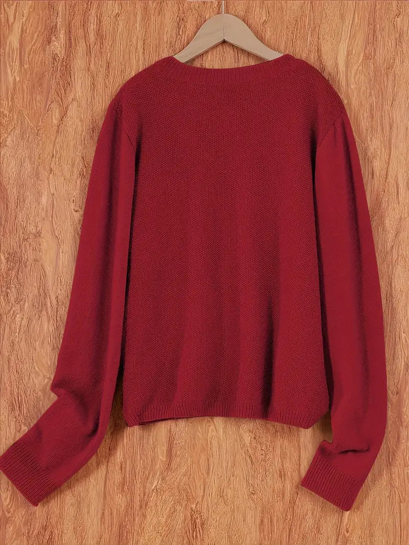Eugenia | Women's Round Neck Cardigan with Buttons and Pocket