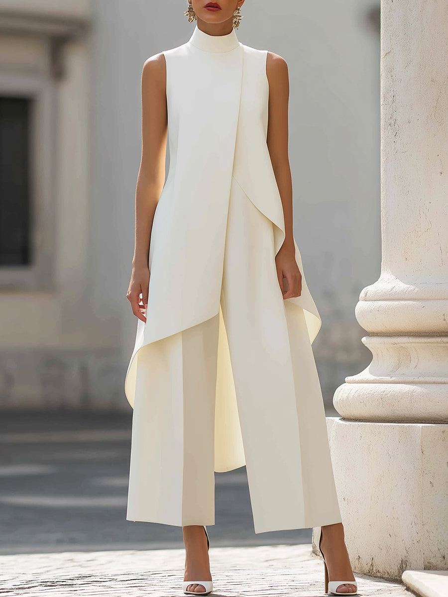 Martina | Women's High Neck Top and Wide-Leg Pants Set
