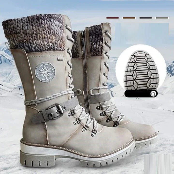 FrostLuxe | Women's Waterproof Knee-High Lace-Up Boots
