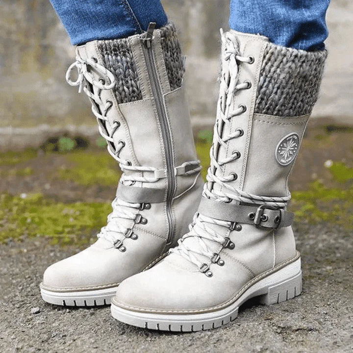 FrostLuxe | Women's Waterproof Knee-High Lace-Up Boots
