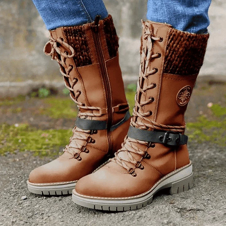 FrostLuxe | Women's Waterproof Knee-High Lace-Up Boots