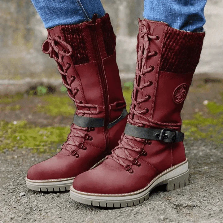 FrostLuxe | Women's Waterproof Knee-High Lace-Up Boots