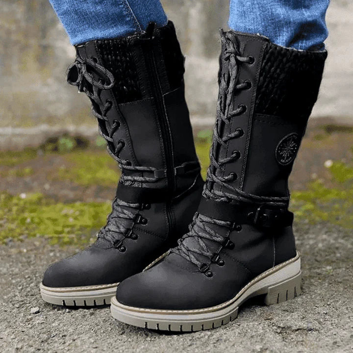 FrostLuxe | Women's Waterproof Knee-High Lace-Up Boots