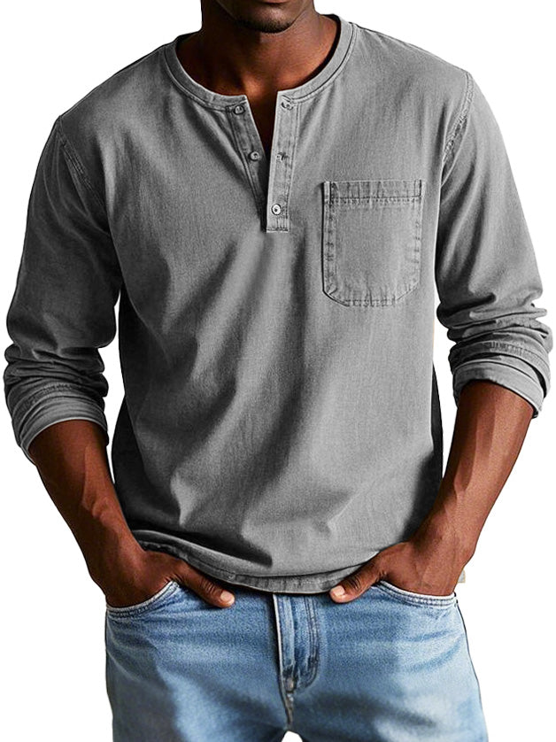 Ellis | Men's Long Sleeve Vintage Henley Shirt
