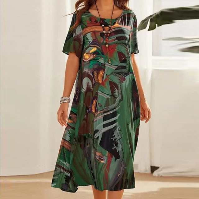 Dina Elegant Abstract Harmony Midi Dress