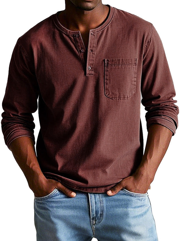 Ellis | Men's Long Sleeve Vintage Henley Shirt