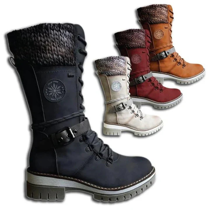 FrostLuxe | Women's Waterproof Knee-High Lace-Up Boots