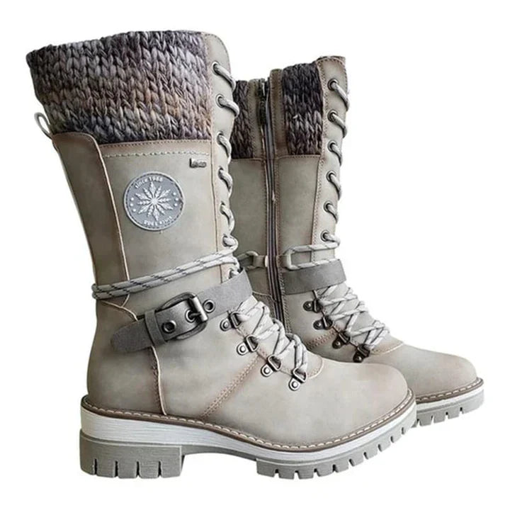 FrostLuxe | Women's Waterproof Knee-High Lace-Up Boots