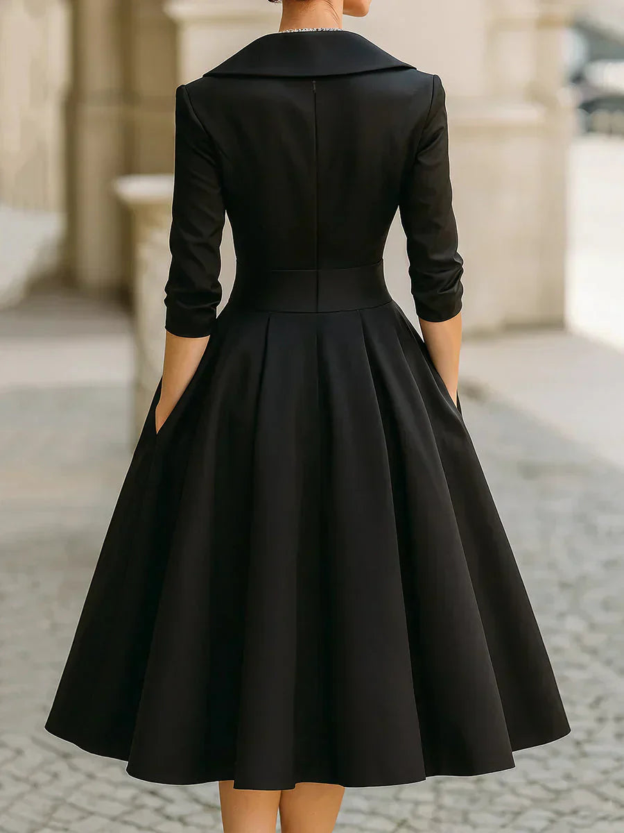 Clara | Women's Tailored Knee-Length Elegant Dress with Pockets