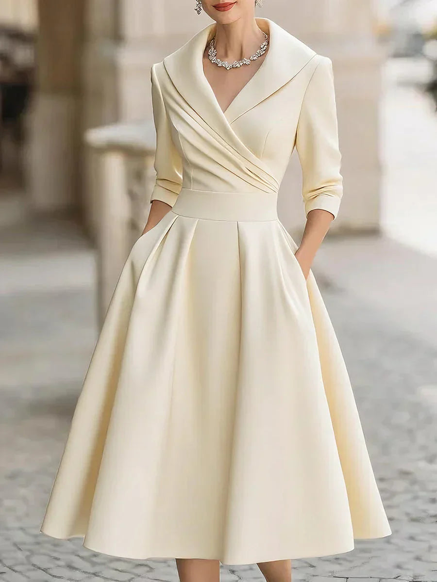 Clara | Women's Tailored Knee-Length Elegant Dress with Pockets