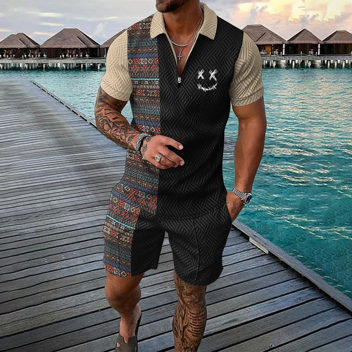 Emil | Men's Loose Time-Traveler Poloshirt & Shorts SET with Pockets