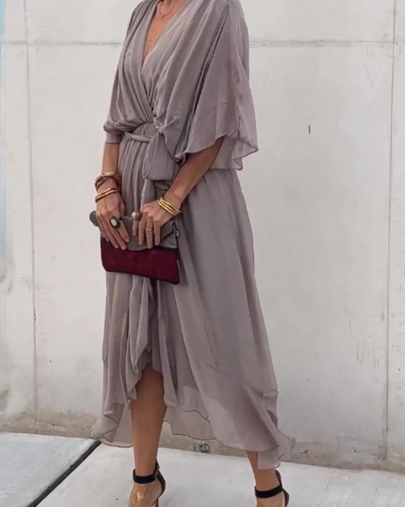 Cristi | Women's Relaxed Mini Flowy Crossed Dress