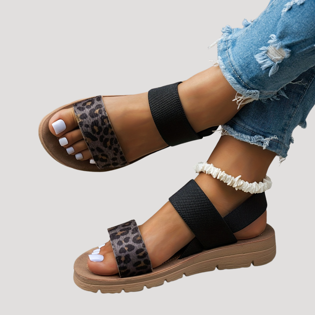 Women's Stylish Leopard Print Cross-Strap Flat Sandals for Ultimate Comfort