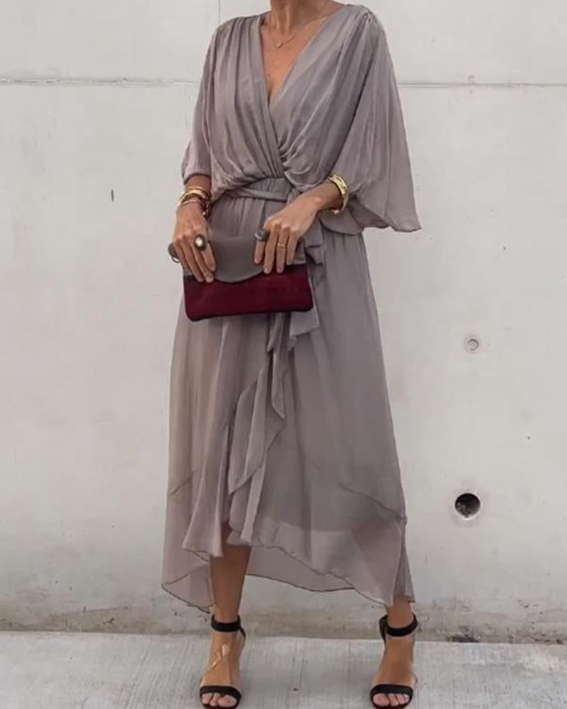 Cristi | Women's Relaxed Mini Flowy Crossed Dress