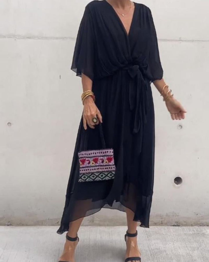 Cristi | Women's Relaxed Mini Flowy Crossed Dress
