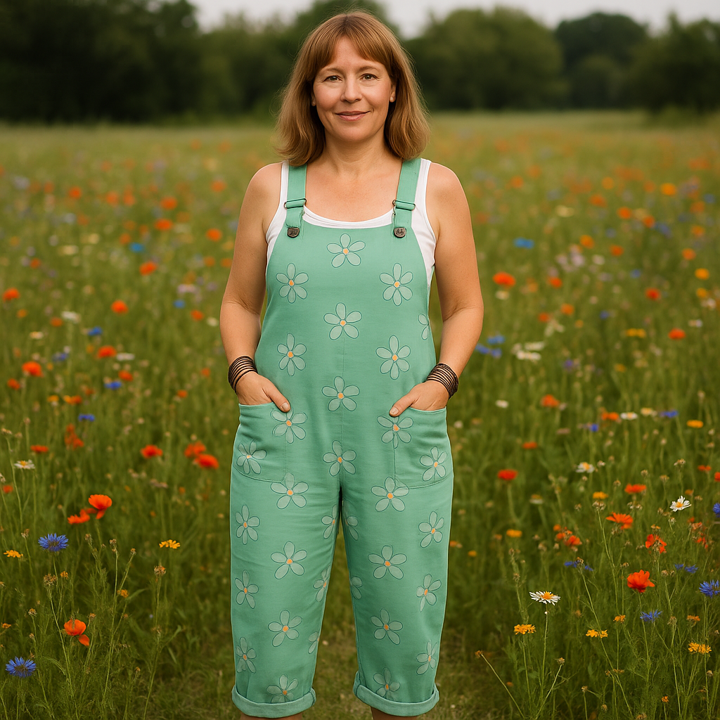 Women's Vintage Floral Wide Leg Jumpsuit - Comfort & Style