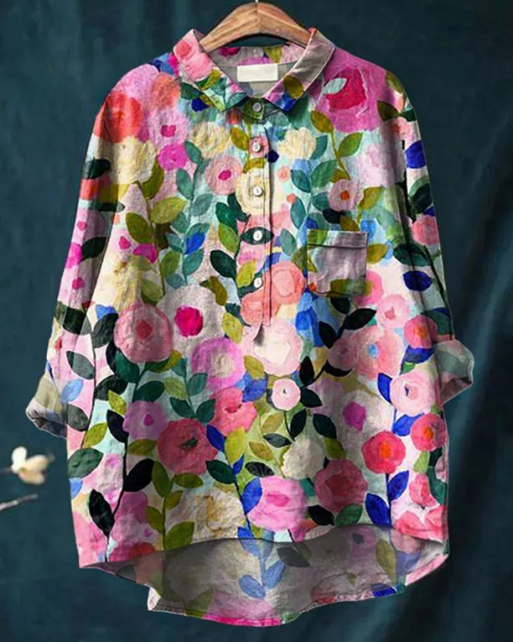 Jaclynn | Floral Shirt with Ruffle