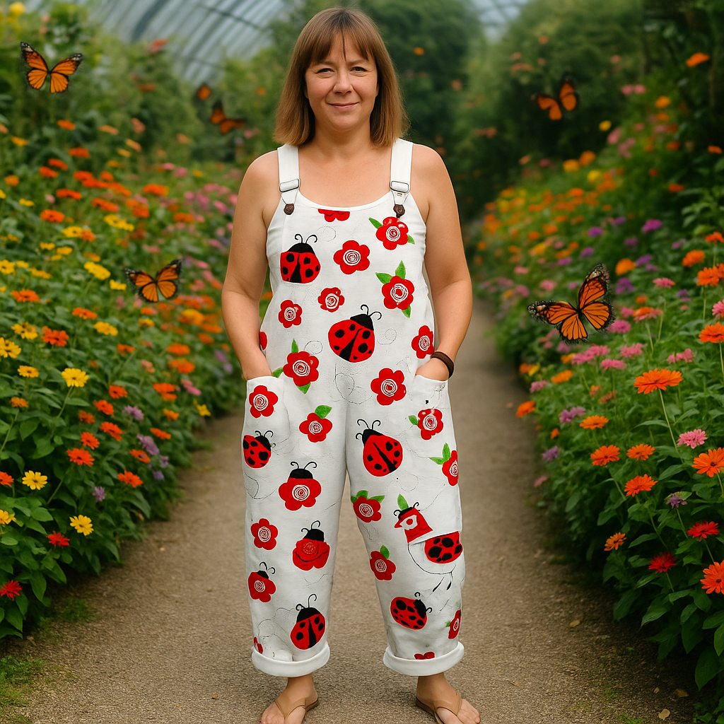 Women's Vintage Floral Jumpsuit - Comfortable Wide Leg Design