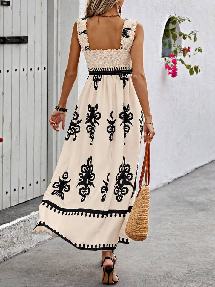 Valentina | Women's Mini Chic Square Neck Sleeveless Printed Beach Dress