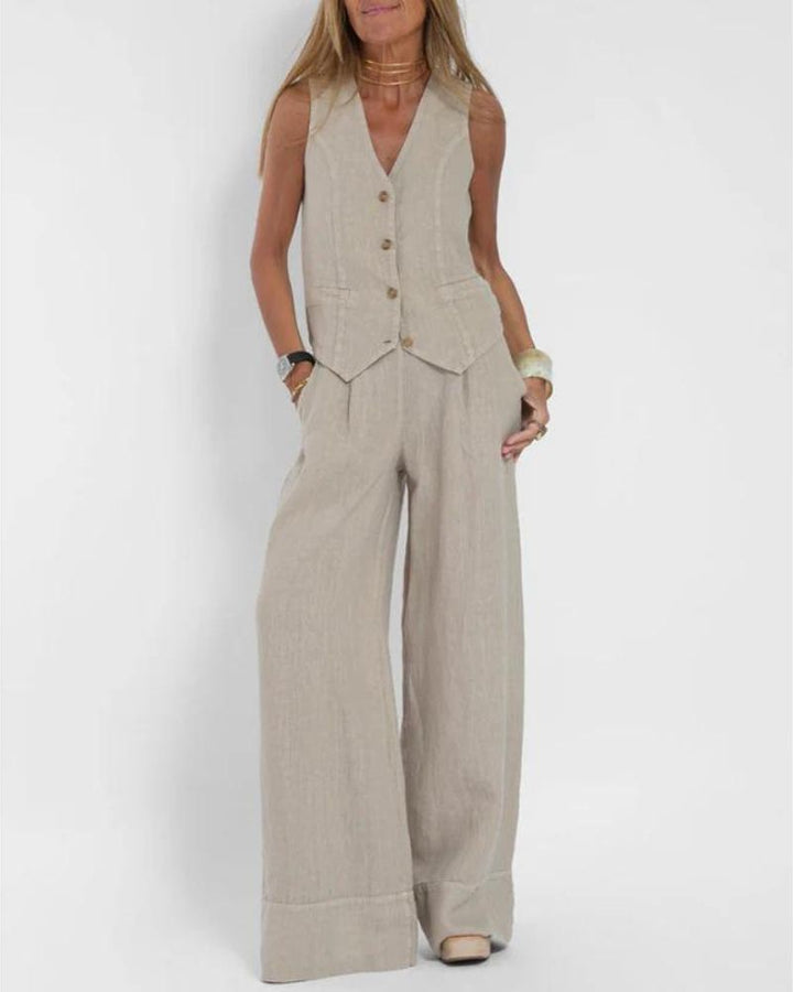 Millie | Women's Chic Sleeveless Vest & Wide-Leg Pants Set