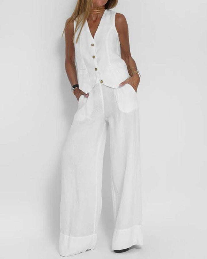 Millie | Women's Chic Sleeveless Vest & Wide-Leg Pants Set