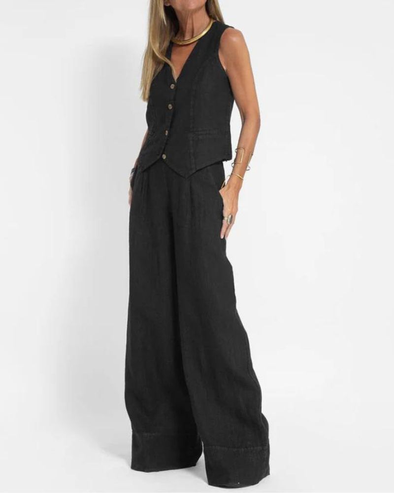 Millie | Women's Chic Sleeveless Vest & Wide-Leg Pants Set