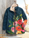Women's Retro Floral Art Printed Puffer Jacket