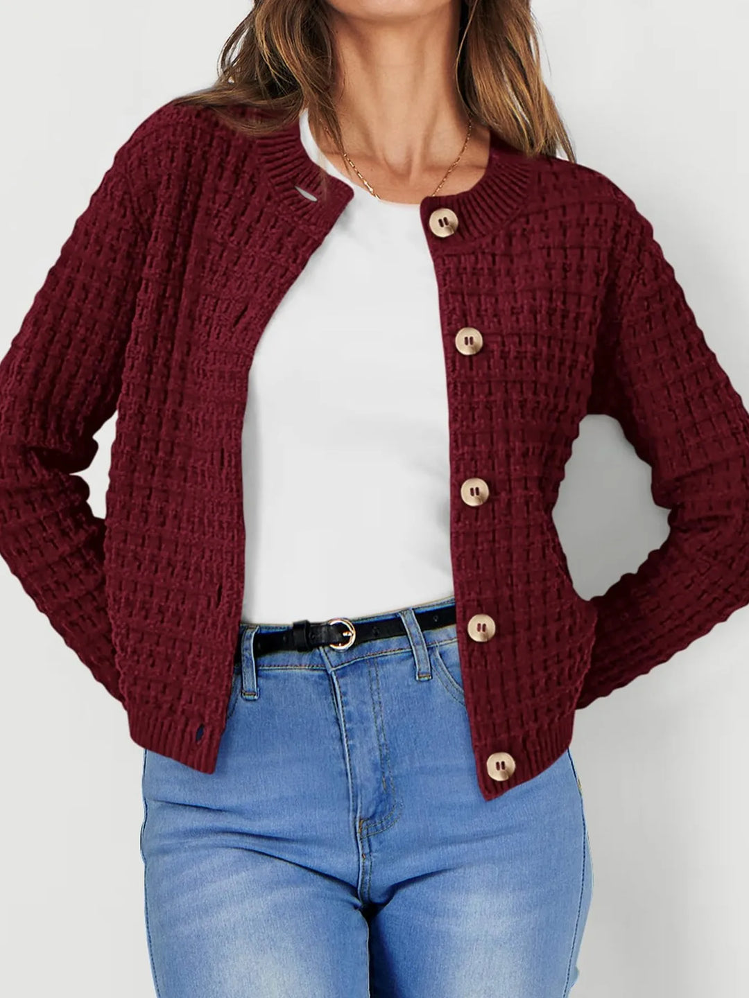 Harper | Women's Cardigan with Button Placket and Buttons