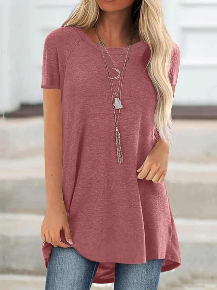 Faye | Relaxed Casual Longline Crew Neck T-Shirt
