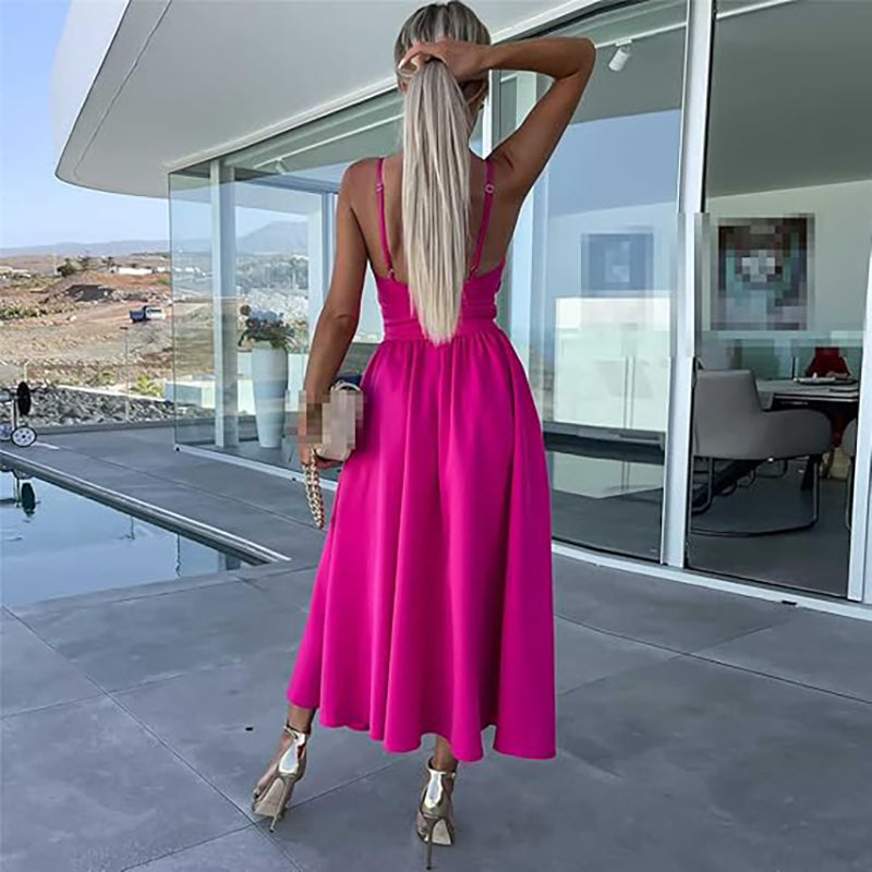 Chloe | Women's High Slit Spaghetti Strap Dress with Side Slit