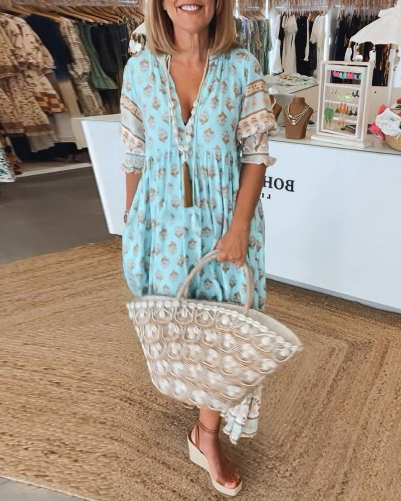 Modena™ | Casual Printed V-neck Half Sleeve Dress